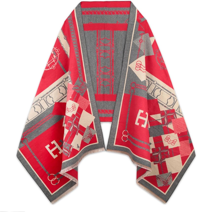 EXTREE Scarfs for Women Pashmina Silky Shawl Wrap for Evening Dressing Blanket Open Front Poncho Cape - Image 1